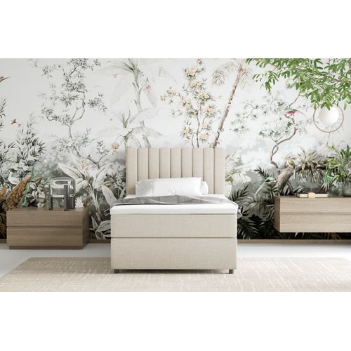 Lit Boxspring 100x200 Confortable Everest Avec Tiroir Et Surmatelas - Beige