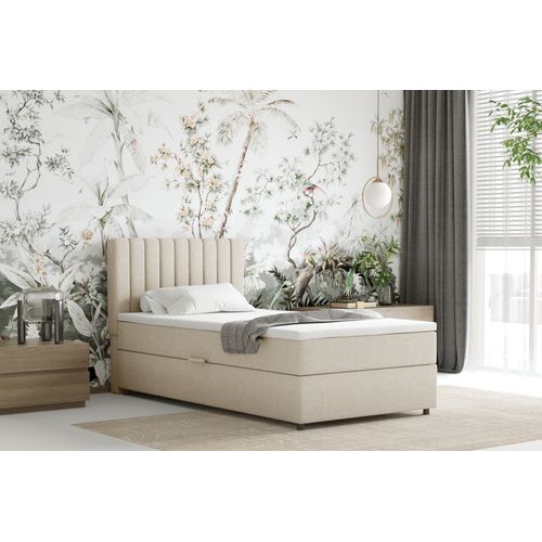 Lit Boxspring 100x200 Confortable Everest Avec Tiroir Et Surmatelas - Beige