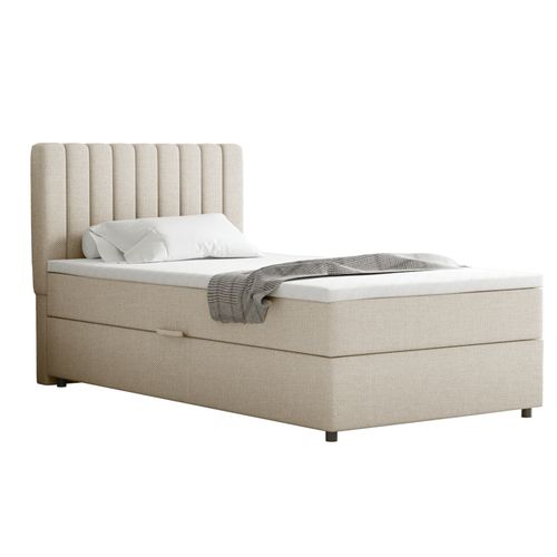 Lit Boxspring 100x200 Confortable Everest Avec Tiroir Et Surmatelas - Beige