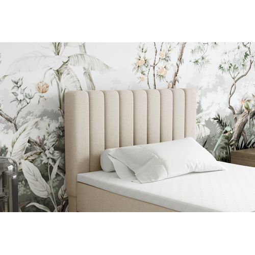 Lit Boxspring 100x200 Confortable Everest Avec Tiroir Et Surmatelas - Beige