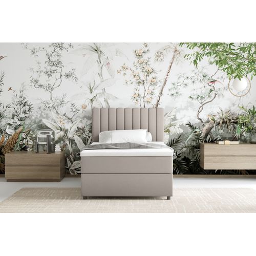 Lit Boxspring 100x200 Confortable Everest Avec Tiroir Et Surmatelas - Beige