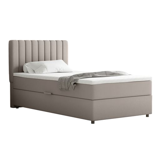 Lit Boxspring 100x200 Confortable Everest Avec Tiroir Et Surmatelas - Beige