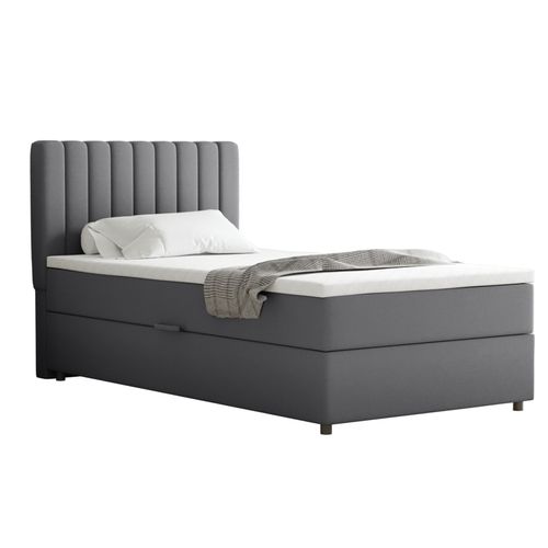 Lit Boxspring 100x200 Confortable Everest Avec Tiroir Et Surmatelas - Gris foncé