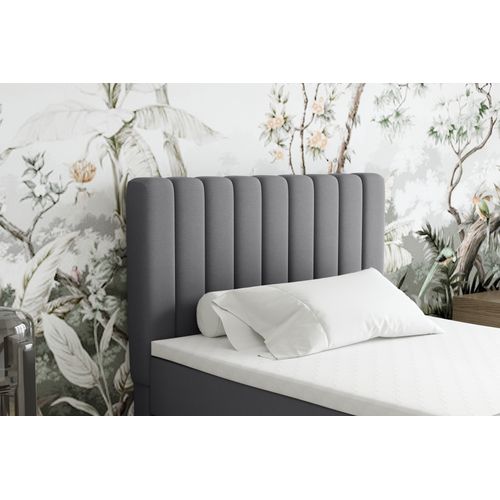 Lit Boxspring 100x200 Confortable Everest Avec Tiroir Et Surmatelas - Gris foncé