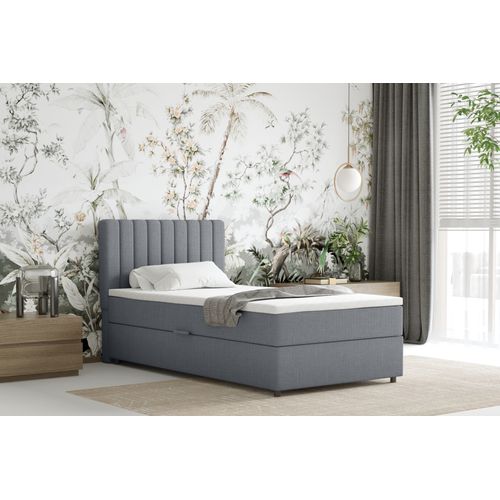 Lit Boxspring 100x200 Confortable Everest Avec Tiroir Et Surmatelas - Gris