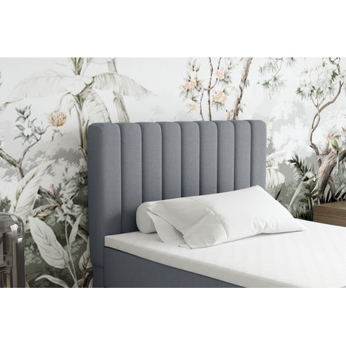 Lit Boxspring 100x200 Confortable Everest Avec Tiroir Et Surmatelas - Gris