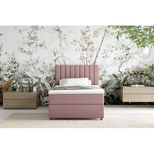 Lit Boxspring 100x200 Confortable Everest Avec Tiroir Et Surmatelas - Rose