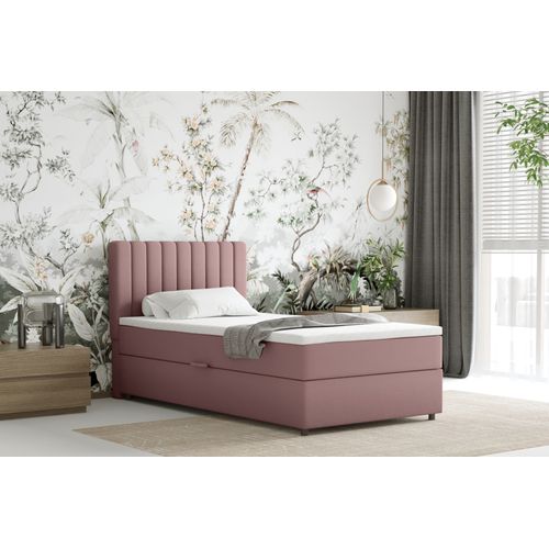 Lit Boxspring 100x200 Confortable Everest Avec Tiroir Et Surmatelas - Rose