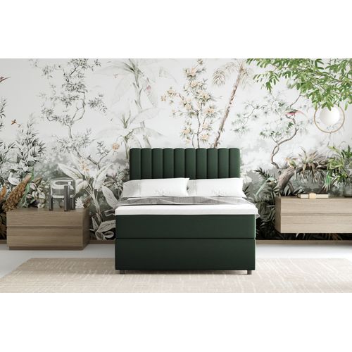 Lit Boxspring 120x200 Confortable Everest Avec Tiroir Et Surmatelas - Vert sapin