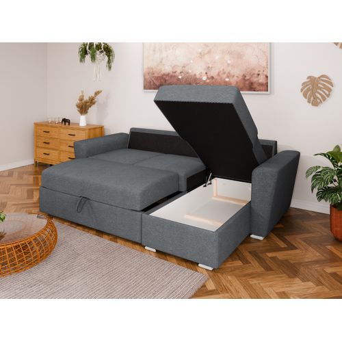 Canapé D'angle En L Bellano - Montage Gauche Ou Droite - Gris Foncé