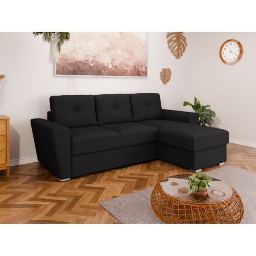 Canapé D'angle En L Bellano - Montage Gauche Ou Droite - Noir