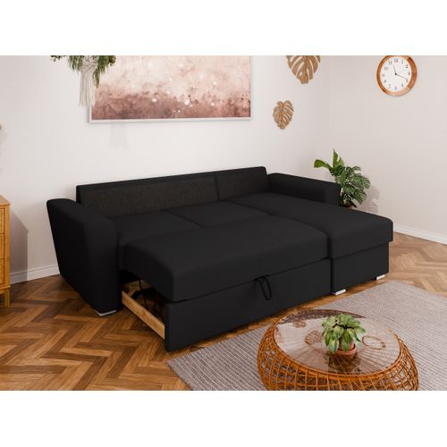 Canapé D'angle En L Bellano - Montage Gauche Ou Droite - Noir