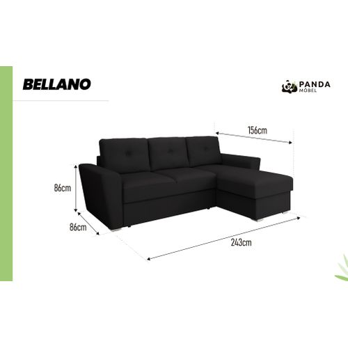 Canapé D'angle En L Bellano - Montage Gauche Ou Droite - Noir