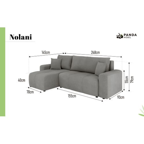 Canapé D'angle Nolani Avec Fonction Lit et Tiroir – Moderne et Confortable - Gris Foncé
