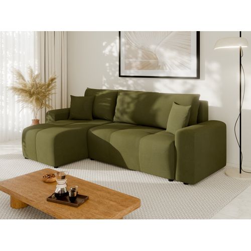 Canapé D'angle Nolani Avec Fonction Lit et Tiroir – Moderne et Confortable - Vert Sapin