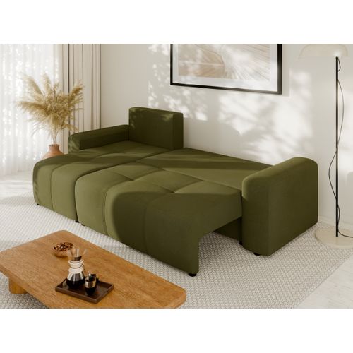 Canapé D'angle Nolani Avec Fonction Lit et Tiroir – Moderne et Confortable - Vert Sapin