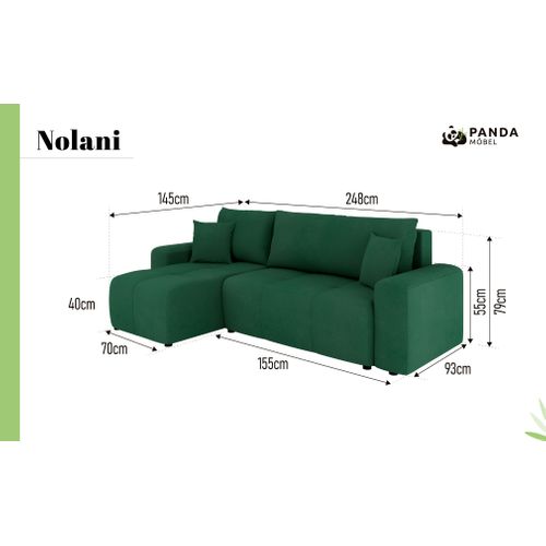 Canapé D'angle Nolani Avec Fonction Lit et Tiroir – Moderne et Confortable - Vert
