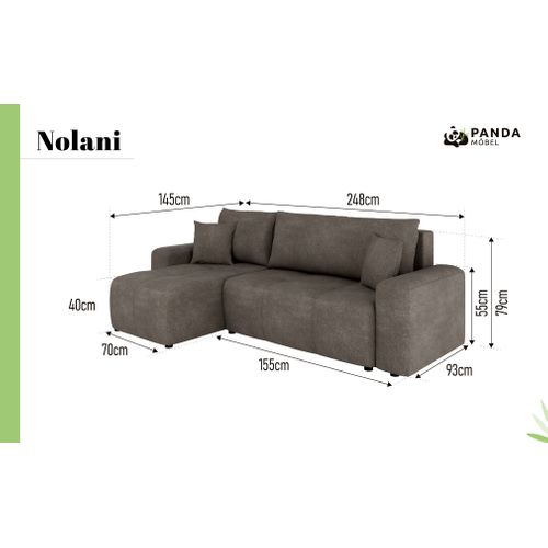 Canapé D'angle Nolani Avec Fonction Lit et Tiroir – Moderne et Confortable - Gris
