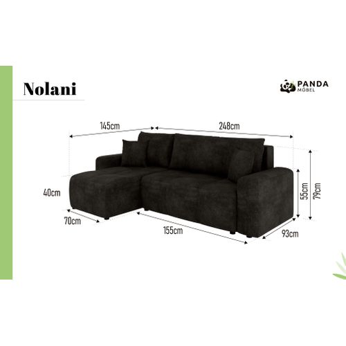 Canapé D'angle Nolani Avec Fonction Lit et Tiroir – Moderne et Confortable - Gris Foncé