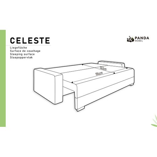 Canapé-lit 3 Places Celeste - Vert Pétrole