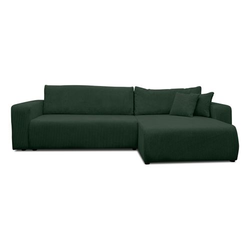 Canapé D'Angle Convertible Luna En Velours - Forme U, Tiroir De Rangement, Couchage 125x268 Cm