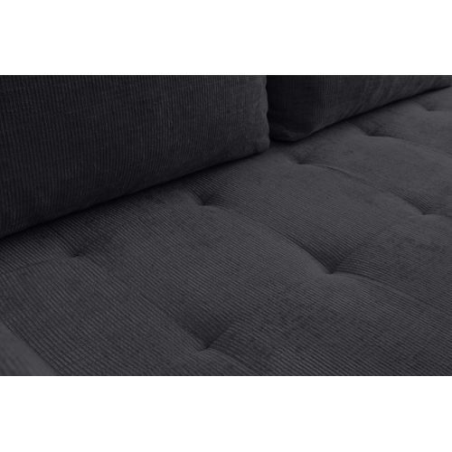 Canapé D'angle Lucky Avec Fonction Couchage Et Coffre De Rangement, Noir, Tissu Structuré