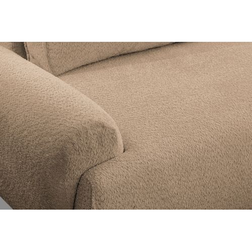 Canapé D'angle Moon Avec Fonction De Couchage Et Coffre De Rangement, Marron, Tissu Bouclé