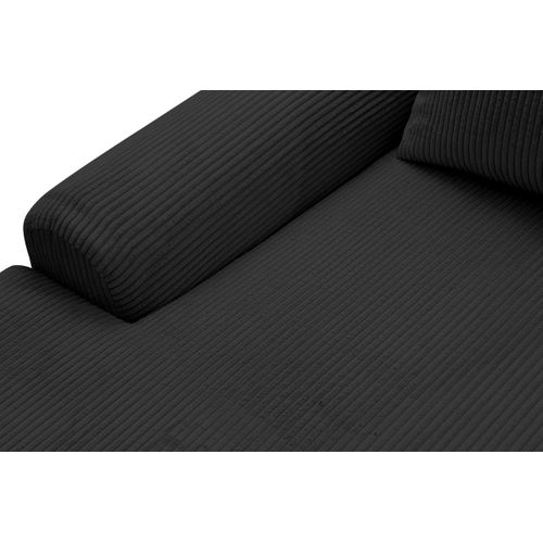 Canapé D'angle Dream Cord Avec Fonction Couchage Et Coffre De Rangement, Noir, Tissu Cord,