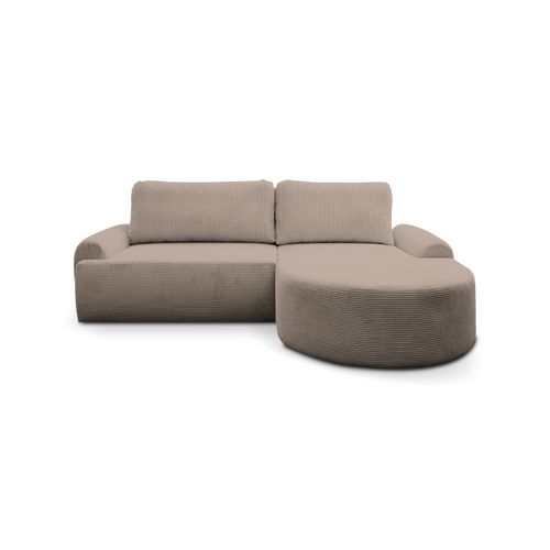 Canapé D'angle Dream Cord Avec Fonction Couchage Et Coffre De Rangement, Marron, Tissu Cordé