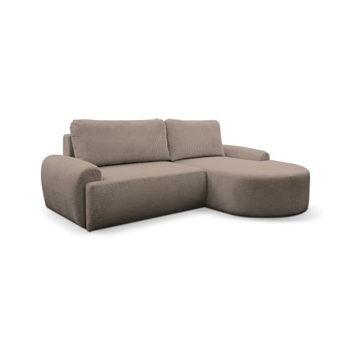Canapé D'angle Dream Cord Avec Fonction Couchage Et Coffre De Rangement, Marron, Tissu Cordé