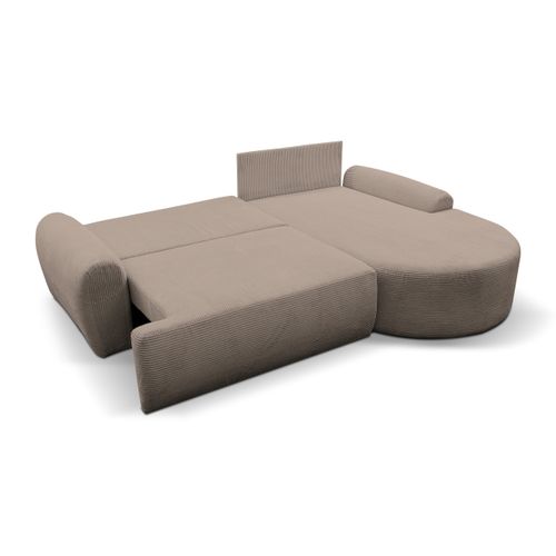 Canapé D'angle Dream Cord Avec Fonction Couchage Et Coffre De Rangement, Marron, Tissu Cordé