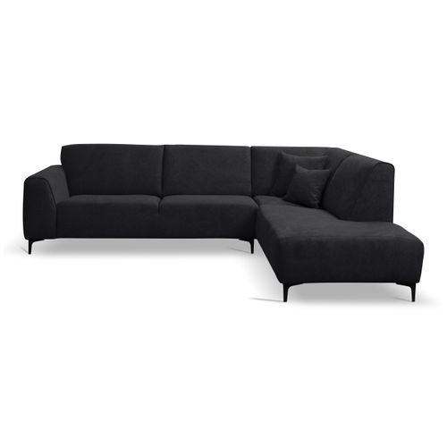 Canapé D'angle Mula, Couleur Du Canapé : Noir, Tissu Velours