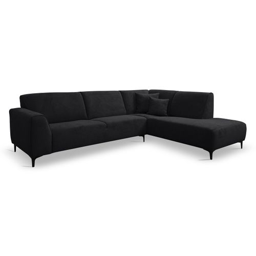 Canapé D'angle Mula, Couleur Du Canapé : Noir, Tissu Velours