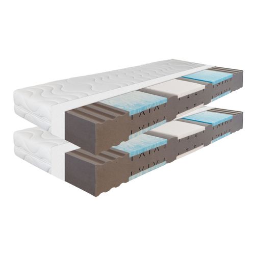 Matelas Mousse 2x80x200 cm DYNAMIC Épaisseur 19 cm, Gel H3 H4, 7 Zones
