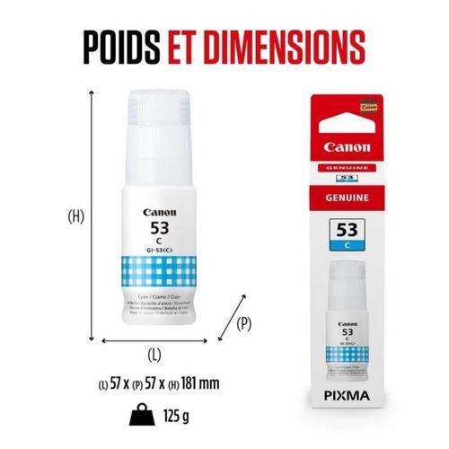 Bouteille D'encre - Canon - Gi-53c - Cyan - Compatibilité Pixma G650 Et G550 - (4673c001)