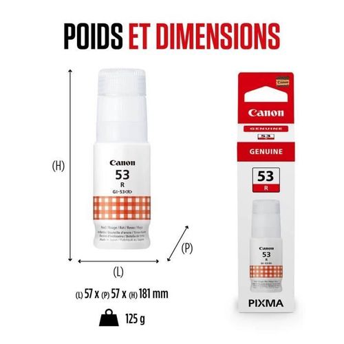 Bouteille D'encre - Gi-53r - Rouge - Compatibilité Pixma G650 Et G550 - (4717c001)