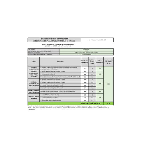 Lave-linge Frontal 9 kg 1400 trs/mn - Esnfl914awna