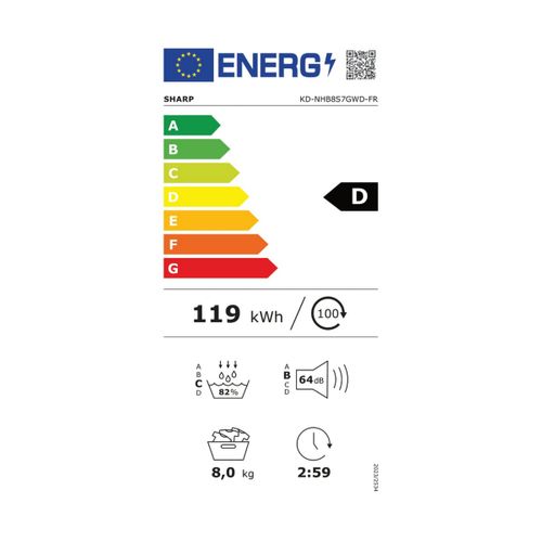 Sèche-linge Frontal Condensation 8 kg Pompe à chaleur - Kdnhb8s7gwd