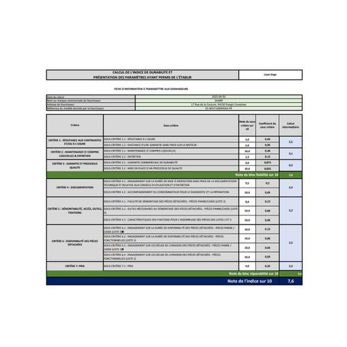Lave-linge Frontal 7 kg 1400 trs/mn - Esnfa714bwnna