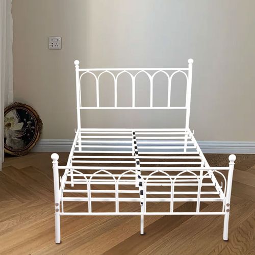 Lit Double 140x200 Cm, Cadre De Lit En Métal, Blanc