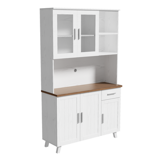 Buffet - Armoire De Cuisine Avec 5 Portes Et Tiroir - Armoire Haute Moderne - Blanc