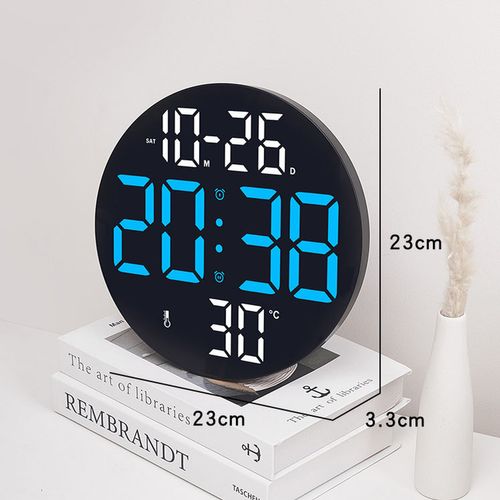 Horloge Murale LED Numérique Multifonction Bleu Grand Affichage Télécommande USB