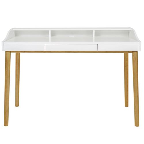 Bureau Design 3 Tiroirs "lindenhof" 120cm Blanc et Chêne