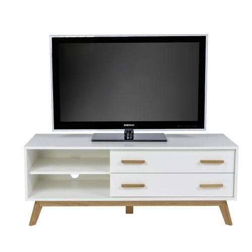Meuble TV Design "kensal" 130cm Chêne et Blanc