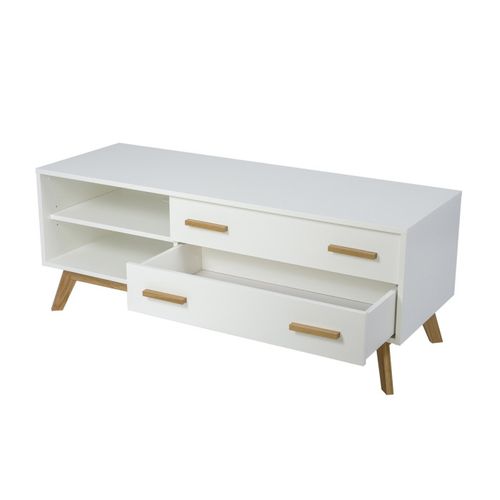 Meuble TV Design "kensal" 130cm Chêne et Blanc