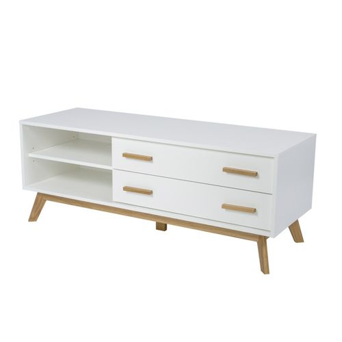 Meuble TV Design "kensal" 130cm Chêne et Blanc