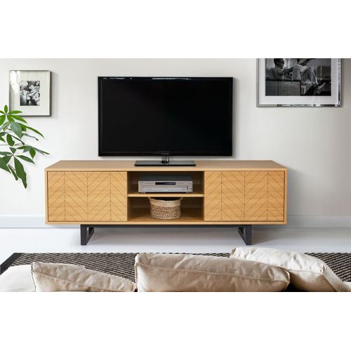 Meuble TV En Bois 2 Portes 3 Étagères - Kalmar