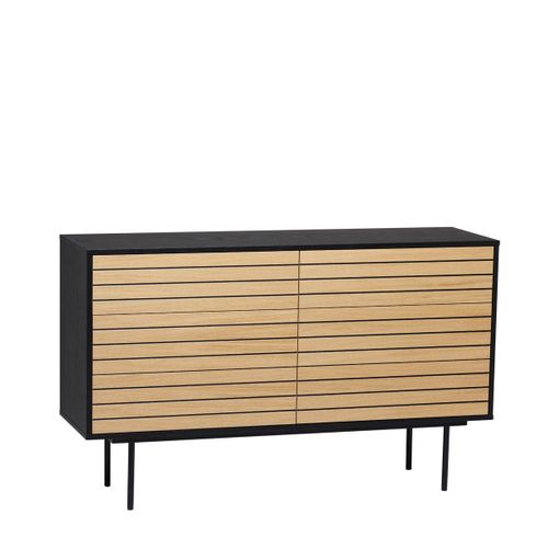 Commode Design "stripe 6d" 140cm Chêne et Noir