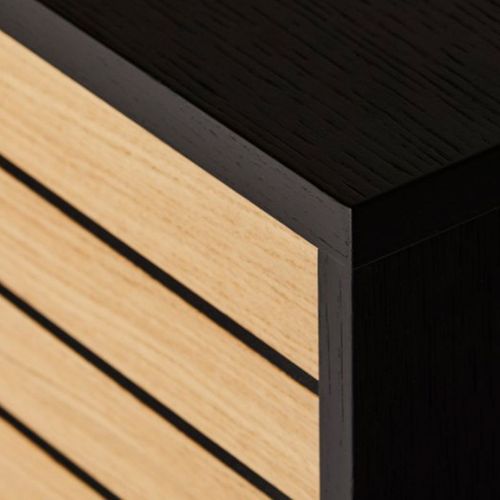 Buffet 4 Portes et 2 Niveaux "stripe" 161cm Chêne et Noir