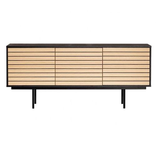 Buffet 4 Portes et 2 Niveaux "stripe" 161cm Chêne et Noir